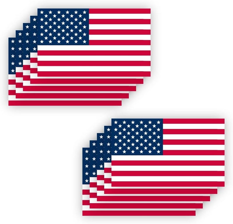 IGNIXIA American Flag Decal, USA Flag Car Stickers 5x3 Inches American Flag Sticker (Pack of 10) Support US Military Waterproof Bumper Stickers, USA Window Stickers (USA Flag) - Image 1